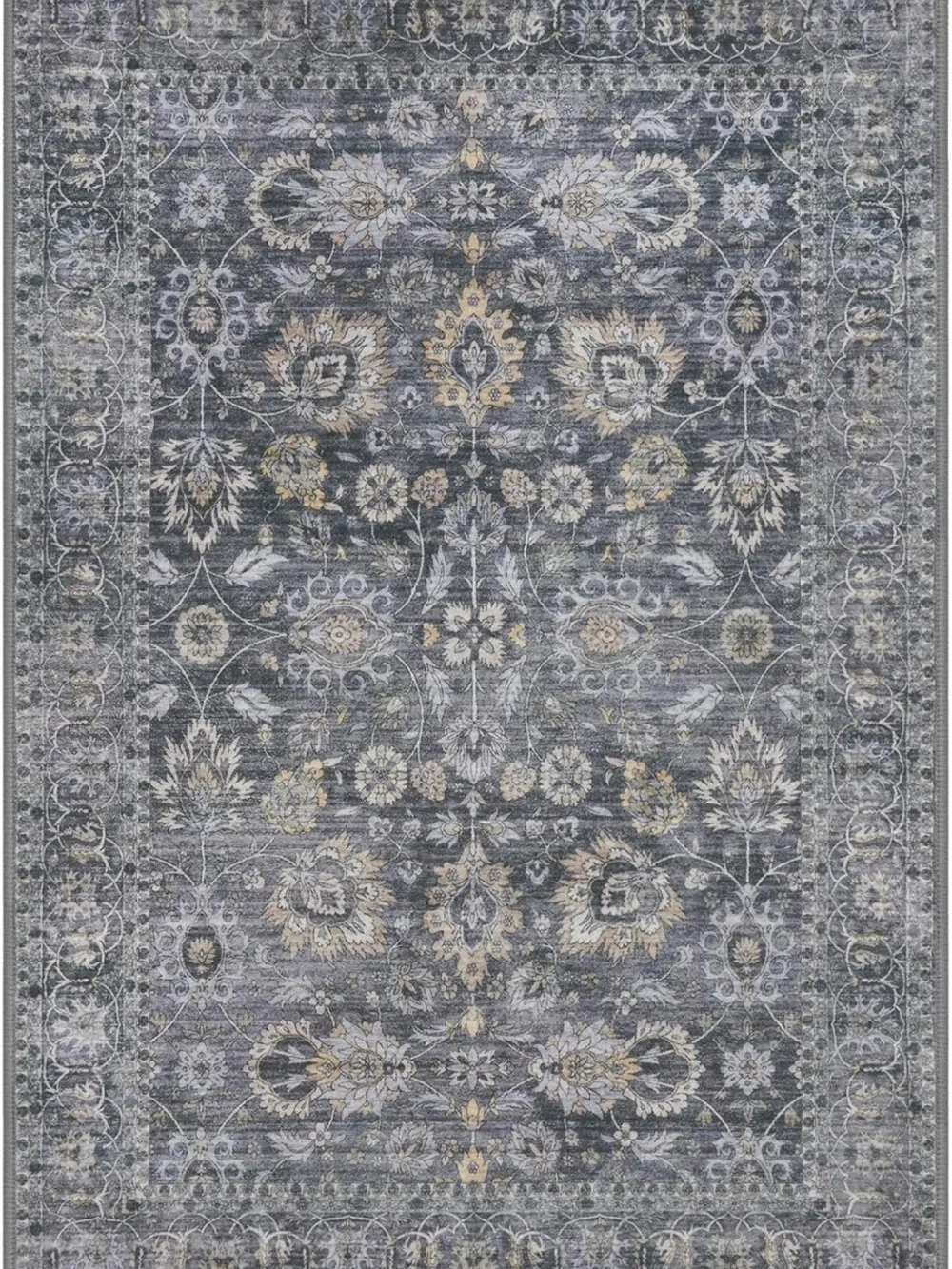 Vintage-Style Gray Floral Area Rug 2x3 New!